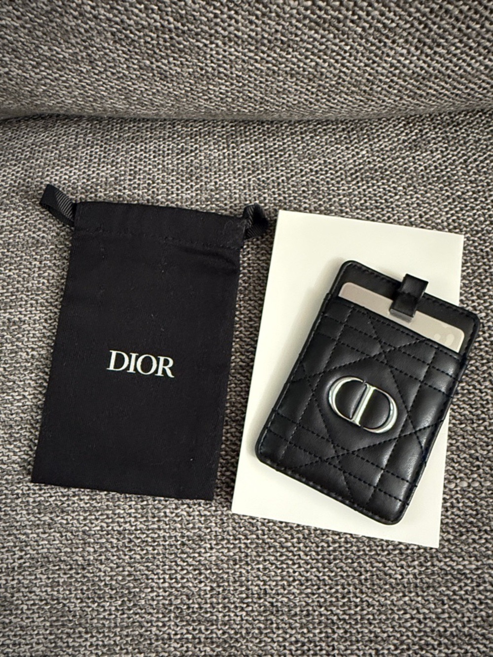 Dior Beauty Black Quilted Faux Leather Card Holder Mirror Phone New Authentic